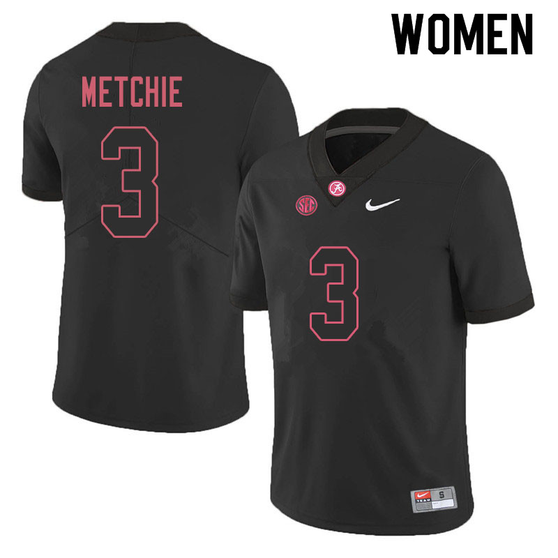 Alabama Crimson Tide Women's John Metchie #3 Black NCAA Nike Authentic Stitched 2019 College Football Jersey OK16H74OG